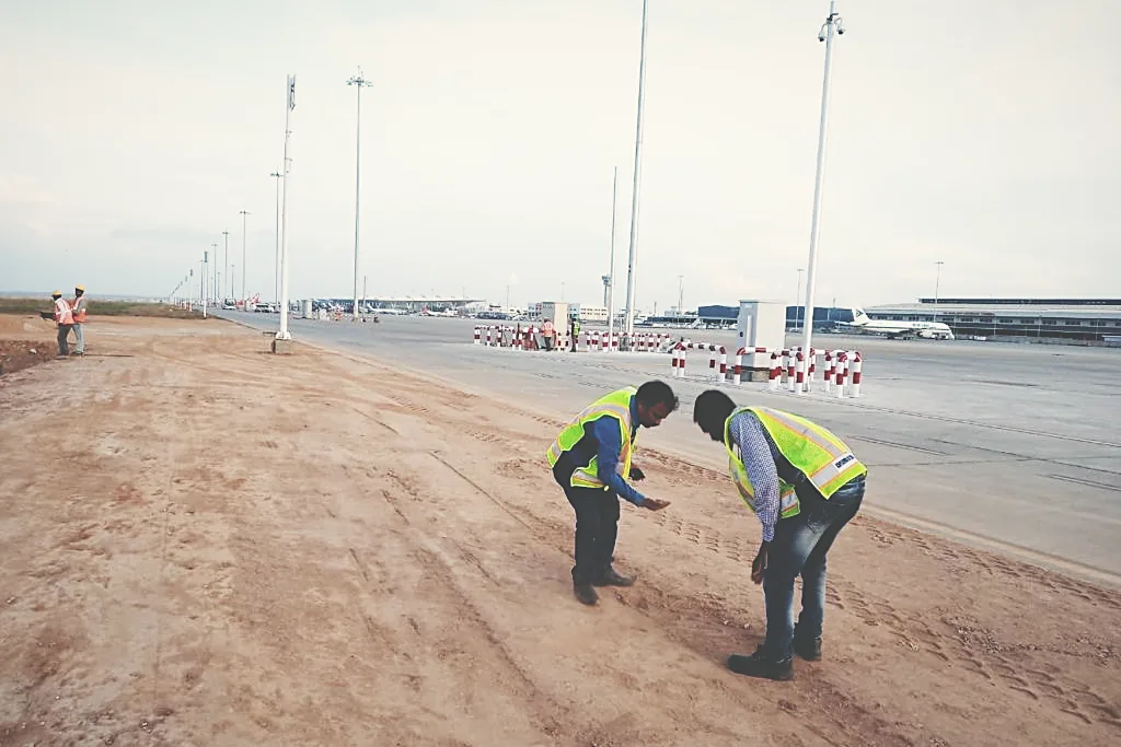 Airside ground works along the runway strip