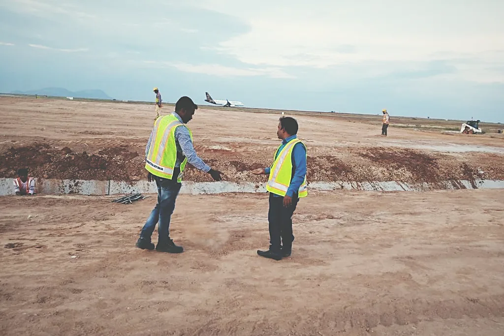Setting out airside planting on prepared ground