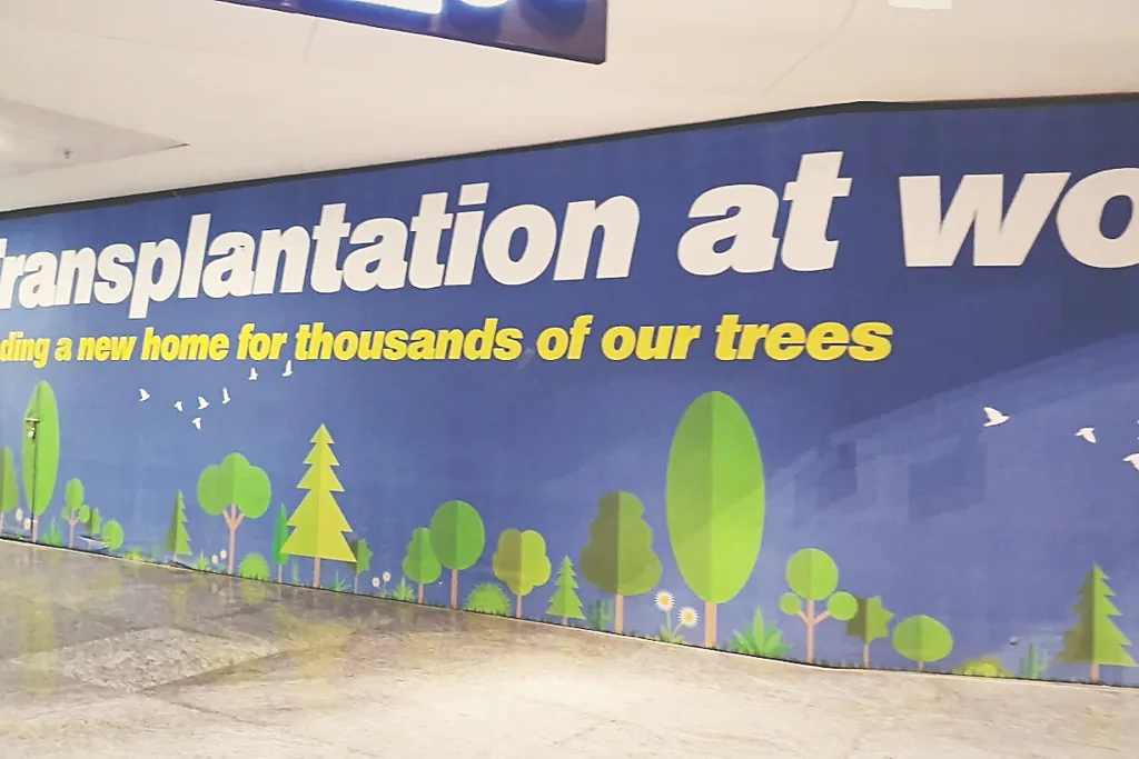 Plantation programme signage on the Bangalore International Airport campus