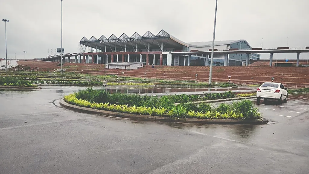 Kannur International Airport terminal with the approach median planting