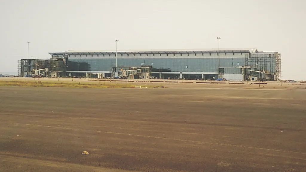 Kannur International Airport terminal during construction, on bare ground