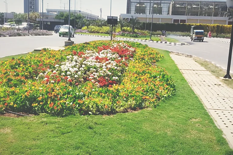 Median planting in seasonal colour
